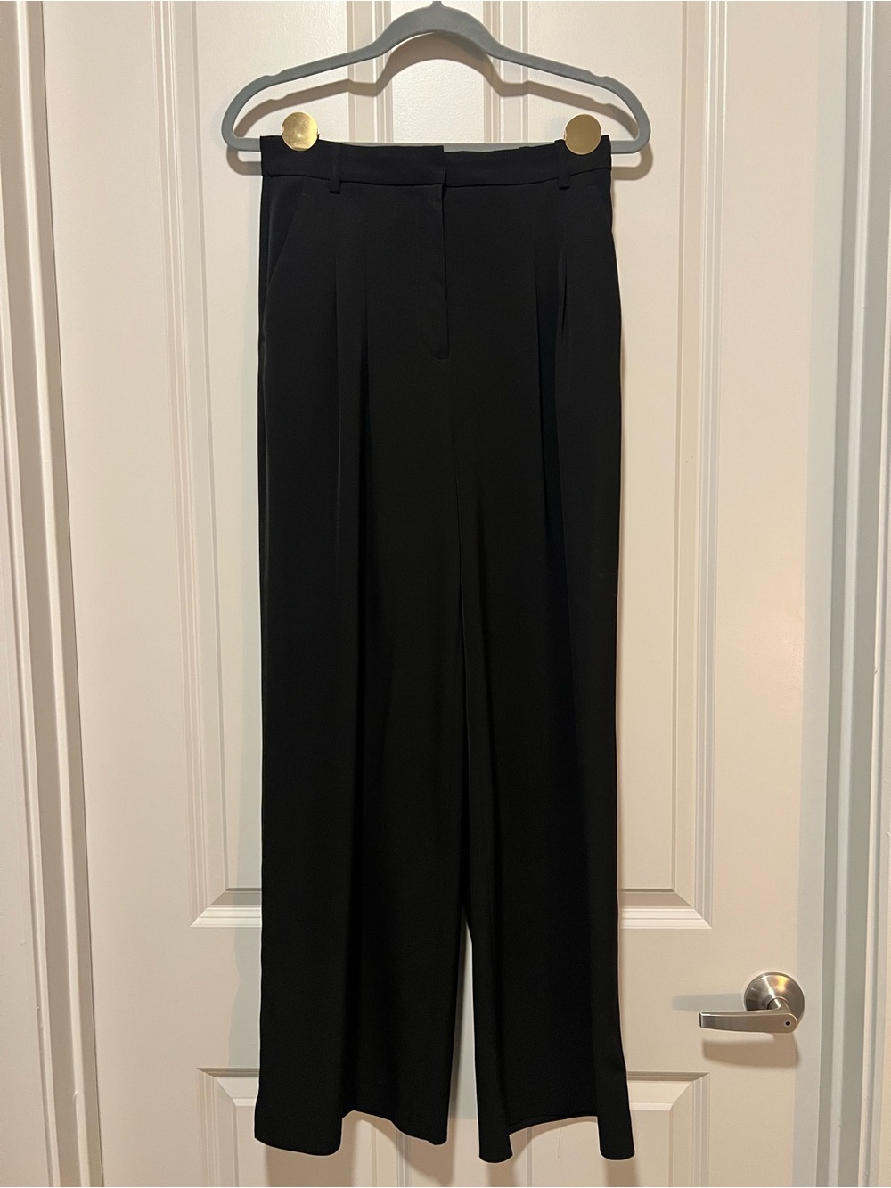 H&M Black Wide-Leg Pleated Trousers